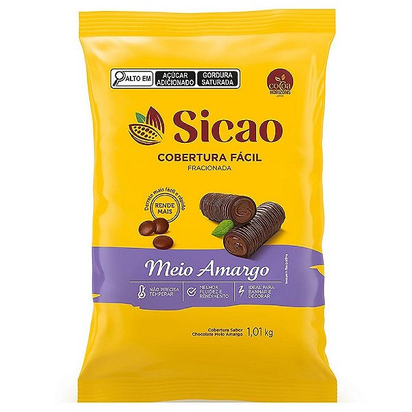 Cobertura em Gotas Fácil Meio Amargo 1,01kg - Sicao