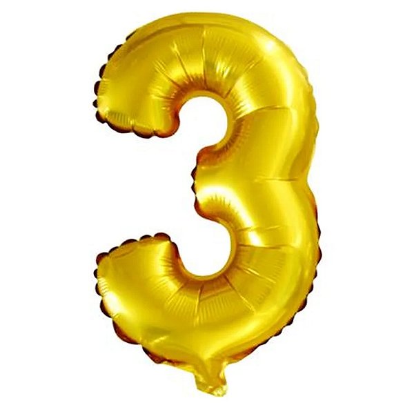 Balão Metalizado 16P Dourado Número 3