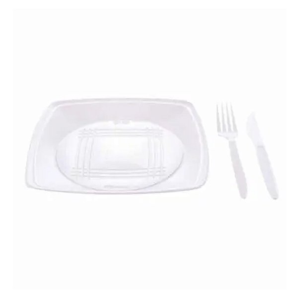 Kit Churrasco Branco Quadrado 10un - Prafesta