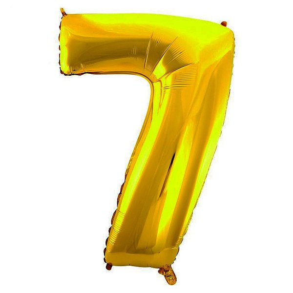 Balão Metalizado 30 para 32P Dourado Número 7 - Br Festas