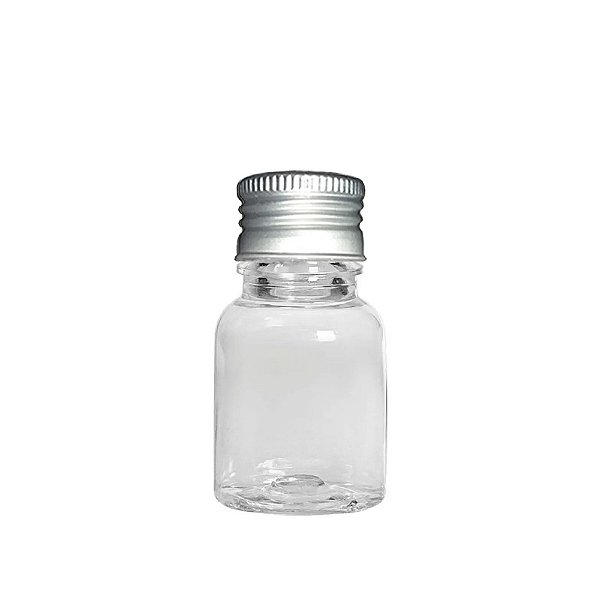 Frasco Pet Cilind 10ml com Tampa Alumínio Prata com 10un