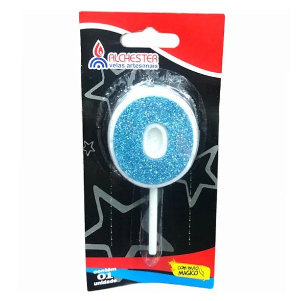 Vela Citrus Glitter Azul Número 0 - Alchester