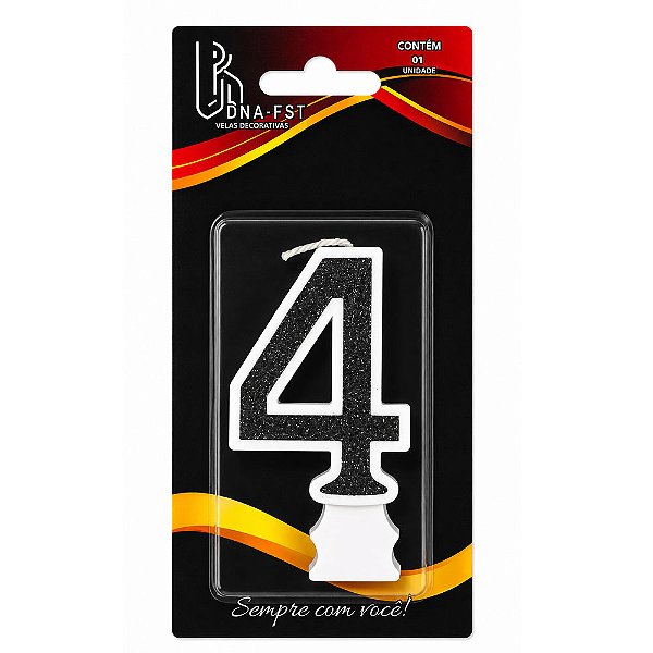 Vela Glitter Preto Número 4 - Alchester