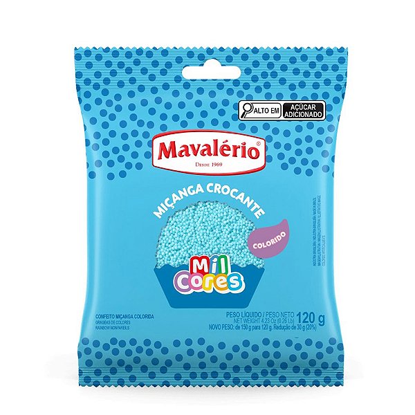 Confeito Miçanga Número 0 Baby Azul 120g - Mavalério