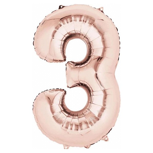Balão Metalizado 16P Rose Gold Número 3