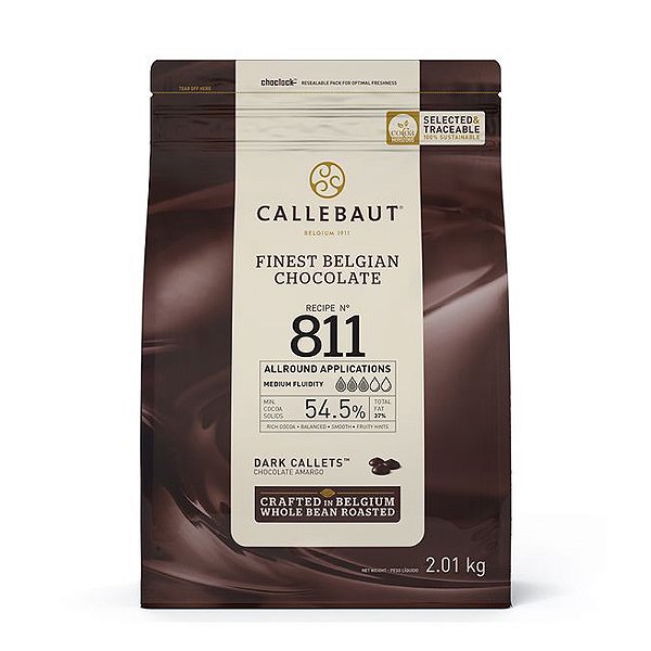 Chocolate Belga Callebaut Callets Amargo N.811 - Gotas (54.5% de Cacau) - 2,01kg
