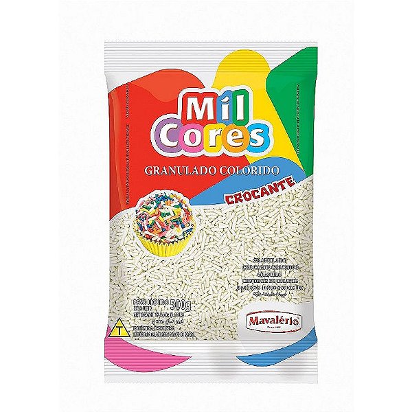 Granulado Crocante Mil Cores Branco 500g - Mavalério
