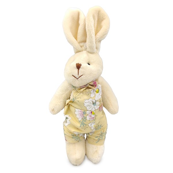 Mini Box Decorativo de Páscoa Coelho da Páscoa Florido Rosa em Azul com Amarelo 15cm