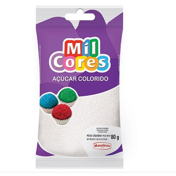 Açúcar Colorido Branco 80g - Mavalério