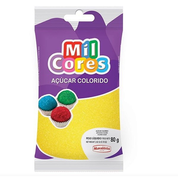 Açúcar Colorido Amarelo 80g - Mavalério