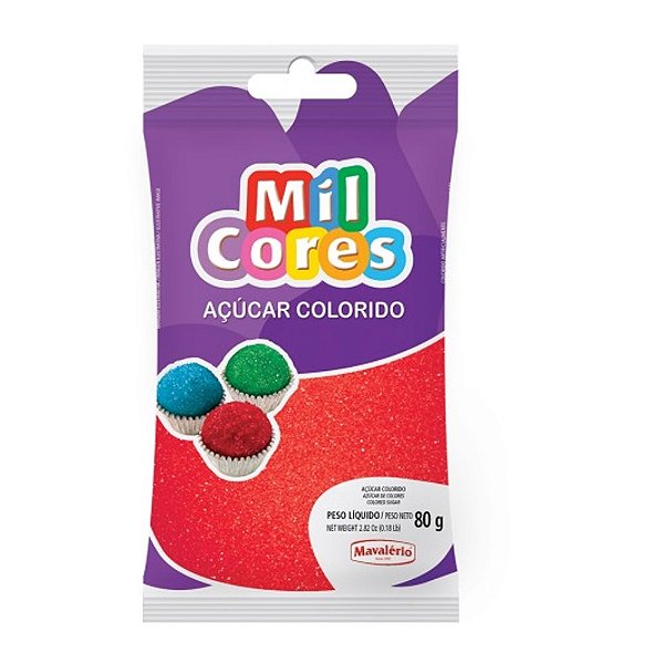 Açúcar Colorido Vermelho 80g - Mavalério