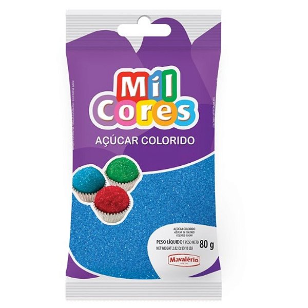 Açúcar Colorido Azul 80g - Mavalério