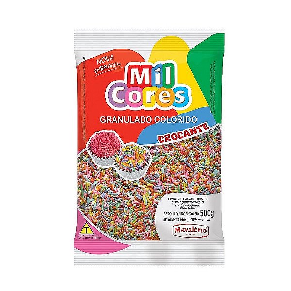 Granulado Crocante Colorido Mil Cores 500g - Mavalério