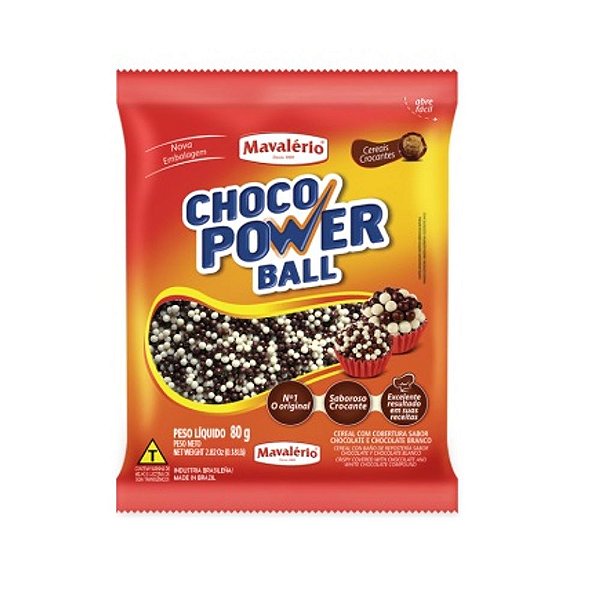 Cereal Chocolate Power Ball Micro ao Leite e Branco 80g - Mavalério