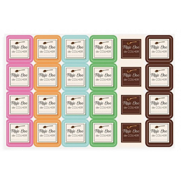 Cartela Adesiva de Páscoa Chocolatier Meio Ovo 48un - Cromus