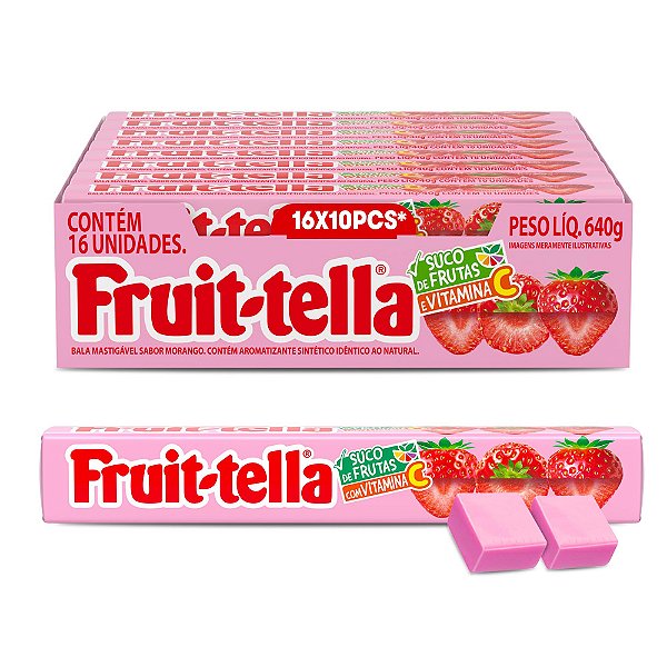 Fruit Tella Mastigável Morango 16un