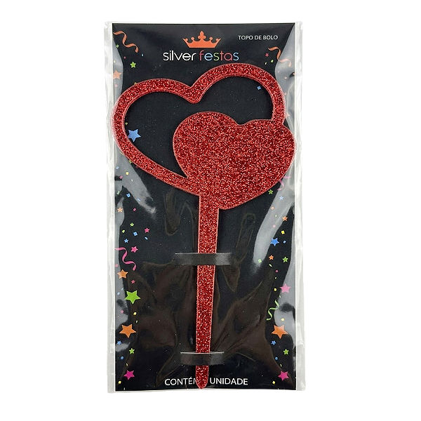 Topo Médio Coração Vermelho - Silver