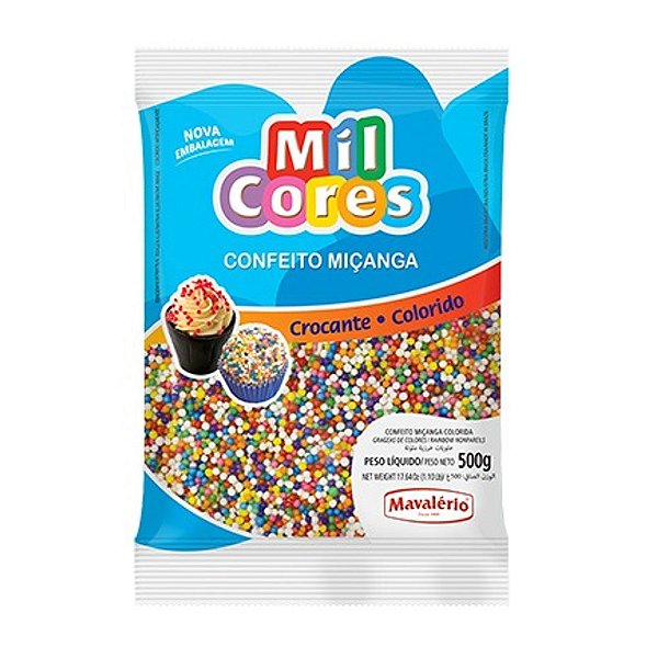 Confeito Miçanga Número 0 Colorida 500g - Mavalério