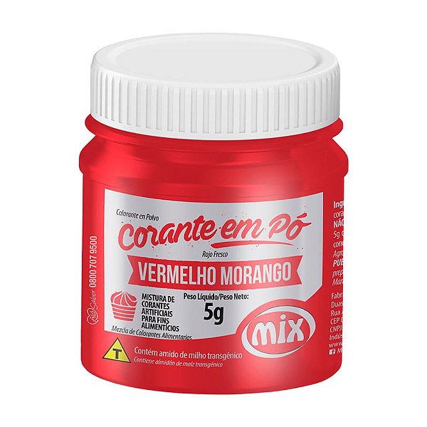 Corante Pó Vermelho Morango 5g - Mix