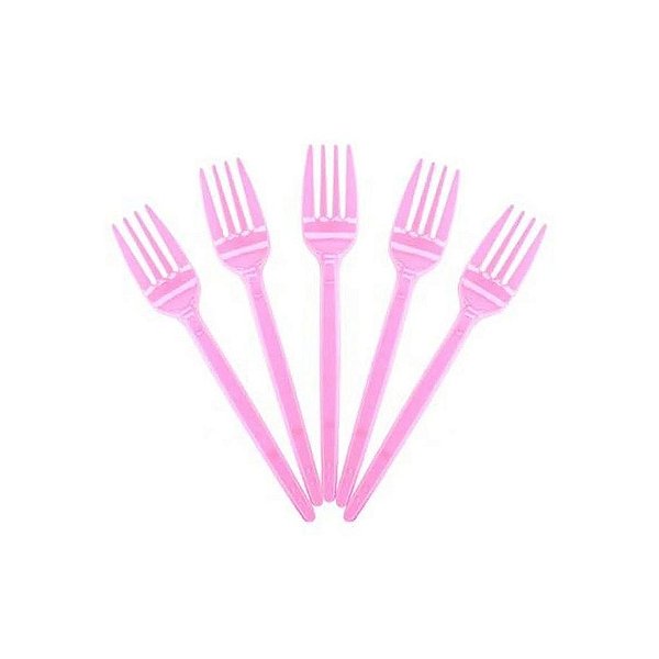 Garfo Sobremesa Rosa Bebê  50un - Plastilânia