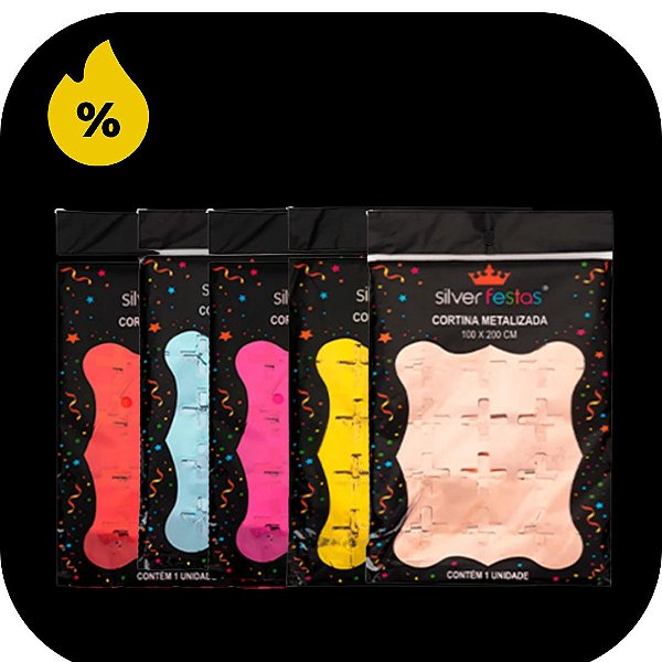 Cortina Quadriculada Metalizada Rosa Bebê 100x200cm - Silver Plastic