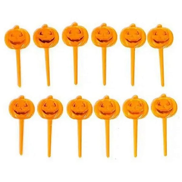 Palito de Plástico para Petisco Modelo Abóbora - Halloween