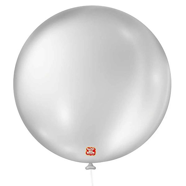 Balão 5 Cintilante Redondo Prata 25un - São Roque