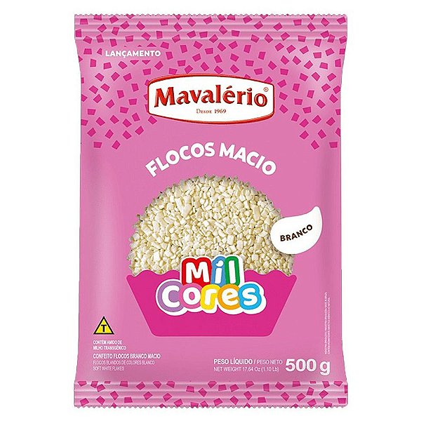 Flocos Macio Chocolate Branco Mil Cores 500g - Mavalério