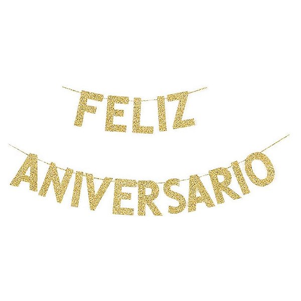 Faixa Feliz Aniversário Dourada