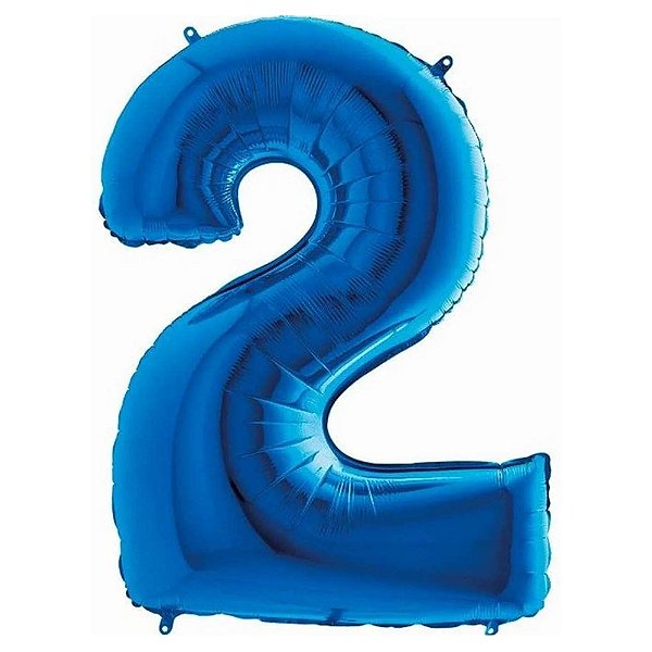 Balão Metalizado 16P Azul Número 2 - Br Festas
