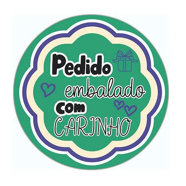 Etiqueta Adesiva Hiper com 60 Unidades Embalado com Carinho Verde