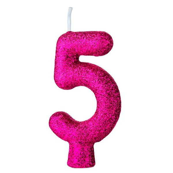 Vela Cintilante Glitter Pink Número 5