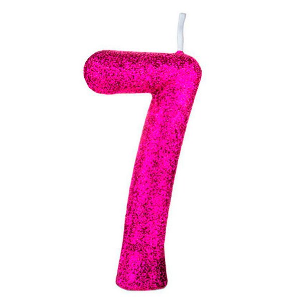 Vela Cintilante Glitter Pink Número 7