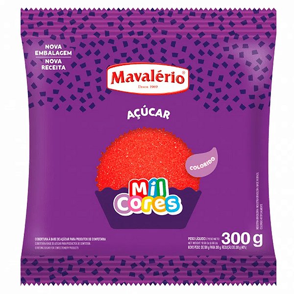 Açúcar Colorido Vermelho 300g - Mavalério