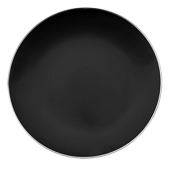 Prato Refeição Preto Borda Prata 19cm 6un - Silver Plastic