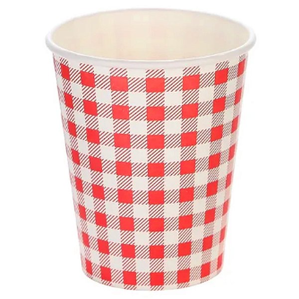 Copo de Papel Xadrez Vermelho - Silver