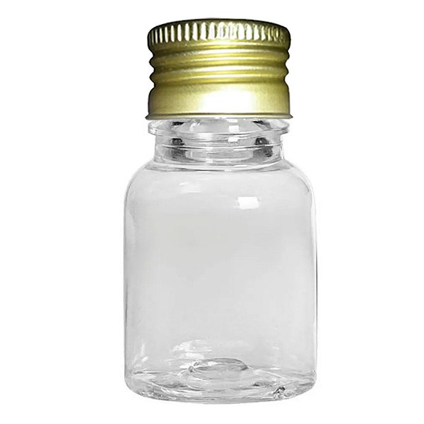Frasco Pet Cilind 10ml com Tampa Alumínio Dourada com 10un
