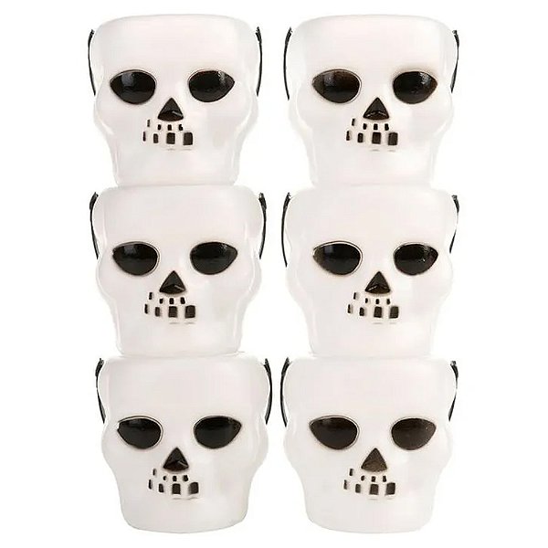 Balde Caveira Halloween com 6Un 7cm