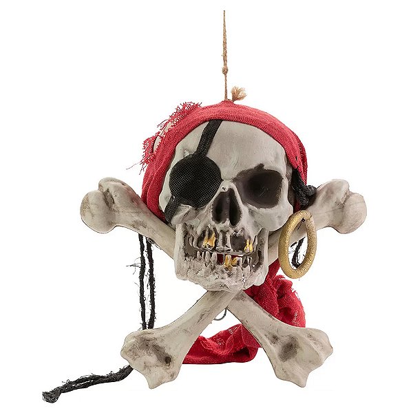 Caveira Pirata Halloween 30X25cm