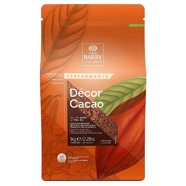 Cacau Pó Alcalino Hidrofóbico Barry Callebaut Decór Cacao - 1kg