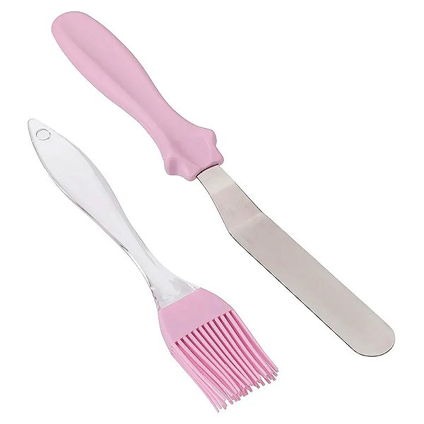 Kit Espátula e Pincel - Silver Plastic