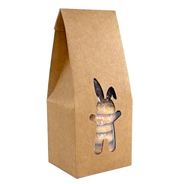 Caixa Practice Practice Especial Kraft com Visor Coelho Desmontada 10un - Ideia Embalagens