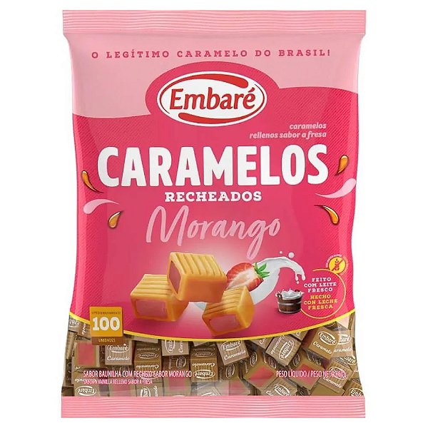 Bala Caramel 660gr Leite/Morango Embaré