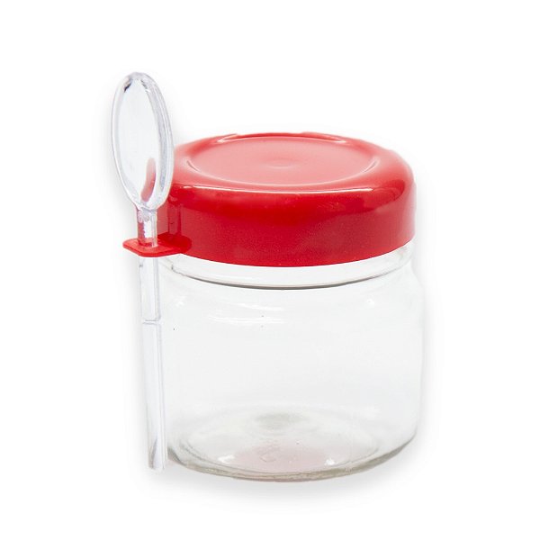 Pote Geleinha 40ml 10un com Tampa Vermelho e Colher