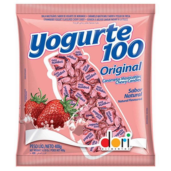 Bala Yogurte 100 Morango 400gr Dori