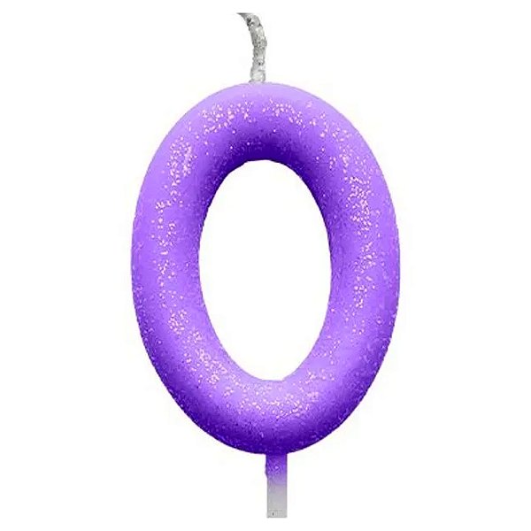 Vela Candy Lilás Número 0 - Silver Plastic