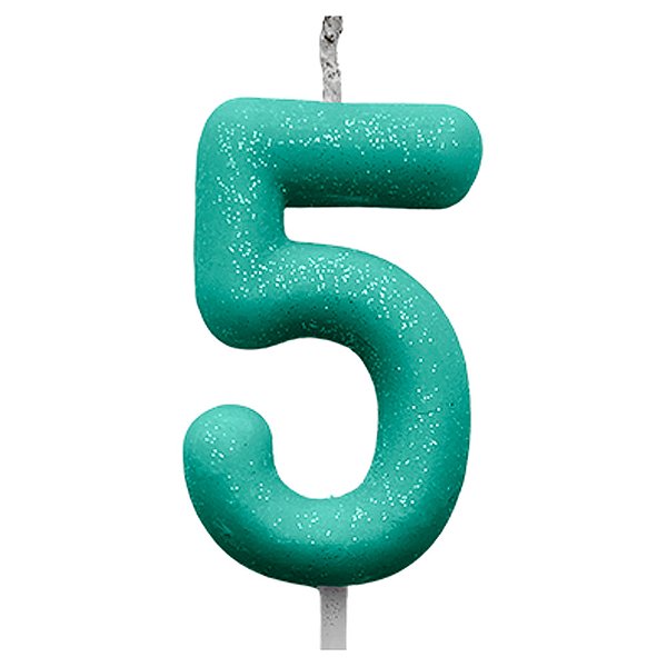Vela Candy Verde Número 5 - Silver Plastic