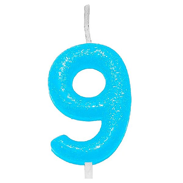 Vela Candy Azul Número 9 - Silver Plastic