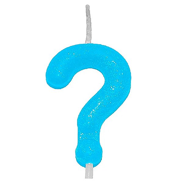 Vela Candy Azul Interrogação - Silver Plastic