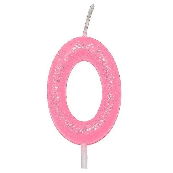 Vela Candy Rosa Número 0 - Silver Plastic